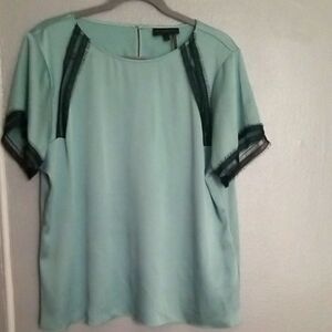 Donna Karan Women's Top, Mint Green with Black Accents